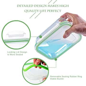 S SALIENT Airtight Meal Prep Containers for Food Storage [24 Piece] Leak Proof, Glass Bento Boxes for Lunch (12 lids & 12 Containers)