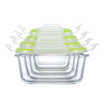 S SALIENT Airtight Meal Prep Containers for Food Storage [24 Piece] Leak Proof, Glass Bento Boxes for Lunch (12 lids & 12 Containers)