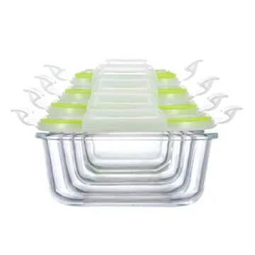 S SALIENT Airtight Meal Prep Containers for Food Storage [24 Piece] Leak Proof, Glass Bento Boxes for Lunch (12 lids & 12 Containers)