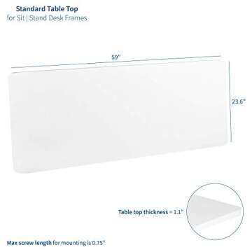 VIVO White 60 x 24 inch Universal Solid One-Piece Table Top for Standard and Sit to Stand Height Adjustable Home and Office Desk Frames, DESK-TOP60W