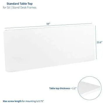 VIVO White 60 x 24 inch Universal Solid One-Piece Table Top for Standard and Sit to Stand Height Adjustable Home and Office Desk Frames, DESK-TOP60W