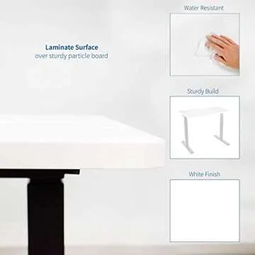 VIVO White 60 x 24 inch Universal Solid One-Piece Table Top for Standard and Sit to Stand Height Adjustable Home and Office Desk Frames, DESK-TOP60W