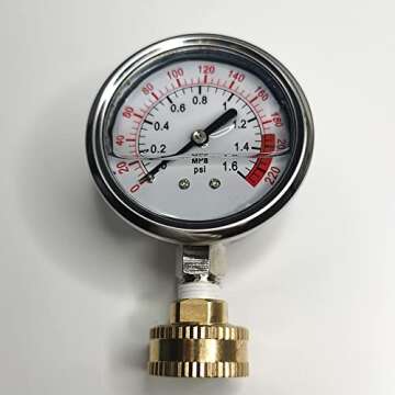 Stainless Steel 304 Liquid Filled Water Pressure Test Gauge,0-220psi, 2-1/2" Dial Display,Oil Gauge.Female 3/4" GHT Garden Hose Thread.