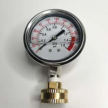 Stainless Steel 304 Liquid Filled Water Pressure Test Gauge,0-220psi, 2-1/2" Dial Display,Oil Gauge.Female 3/4" GHT Garden Hose Thread.