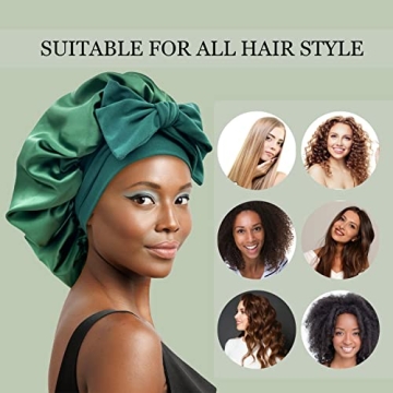Luxurious Satin Silk Hair Bonnet for Women in Hunter Green