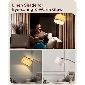 EDISHINE Dimmable Mid Century Modern Floor Lamp with Remote, Tall Arc Standing Lamps with Adjustable Drum Shade, Standing Corner Light for Living Room, Bedroom, Dining Room, Bronze