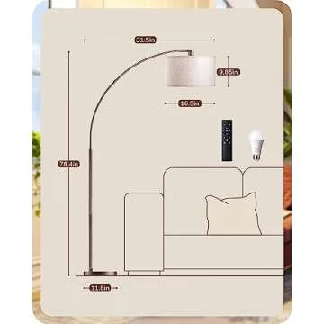 EDISHINE Dimmable Mid Century Modern Floor Lamp with Remote, Tall Arc Standing Lamps with Adjustable Drum Shade, Standing Corner Light for Living Room, Bedroom, Dining Room, Bronze