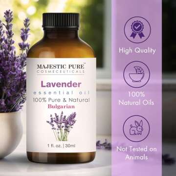 MAJESTIC PURE Lavender Essential Oil | 100% Pure and Natural | Premium Grade Essential Oils for Hair Care, Home Diffusers, Skin, Aromatherapy, Massage and Humidifiers | 1 Fl Oz