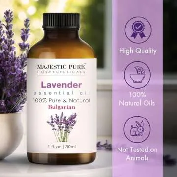 MAJESTIC PURE Lavender Essential Oil | 100% Pure and Natural | Premium Grade Essential Oils for Hair Care, Home Diffusers, Skin, Aromatherapy, Massage and Humidifiers | 1 Fl Oz