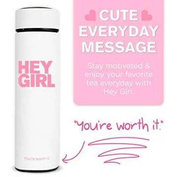 Hey Girl Tea Infuser Bottle 450ml - Insulated Stainless Steel Water Bottle - Thermos Tea Tumbler wit...
