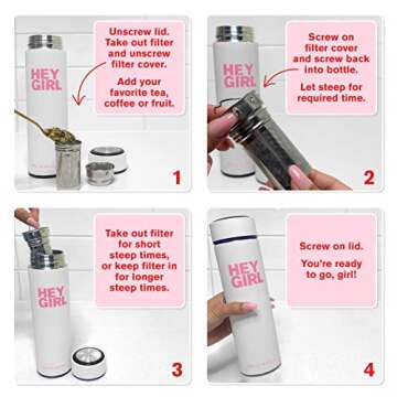 Hey Girl Tea Infuser Bottle - Stylish Insulated Mug