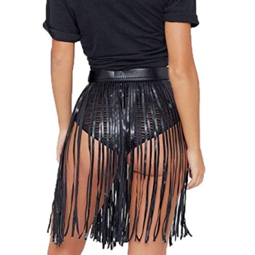 Victray Women Punk Leather Belt Skirt for Festivals and Parties
