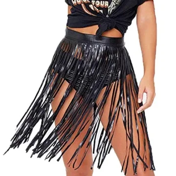 Victray Women Punk Leather Belt Skirt for Festivals and Parties