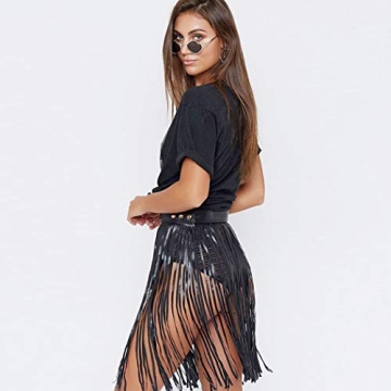 Victray Women Punk Leather Belt Skirt for Festivals and Parties