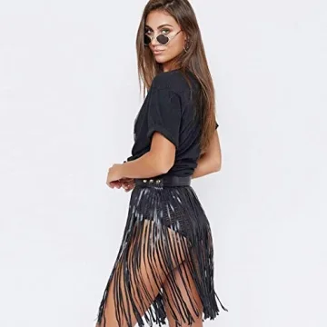 Victray Women Punk Leather Belt Skirt for Festivals and Parties