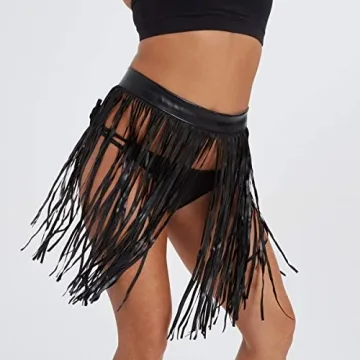 Victray Women Punk Leather Belt Skirt for Festivals and Parties
