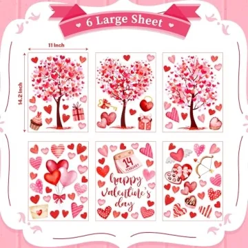 Valentine's Day Decorations Heart Window Clings for Celebrations