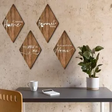 SHLINCO A Set of 4 Rustic Welcome Sign - Welcome to Our Home Wooden Sign - Retro Artwork - Wall Decor for Home Dining Living Room Bedroom Bathroom