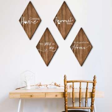 SHLINCO A Set of 4 Rustic Welcome Sign - Welcome to Our Home Wooden Sign - Retro Artwork - Wall Decor for Home Dining Living Room Bedroom Bathroom