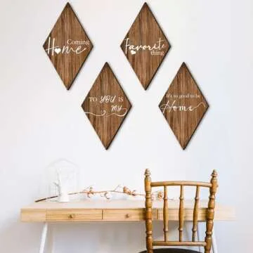 SHLINCO A Set of 4 Rustic Welcome Sign - Welcome to Our Home Wooden Sign - Retro Artwork - Wall Decor for Home Dining Living Room Bedroom Bathroom