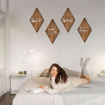 SHLINCO A Set of 4 Rustic Welcome Sign - Welcome to Our Home Wooden Sign - Retro Artwork - Wall Decor for Home Dining Living Room Bedroom Bathroom