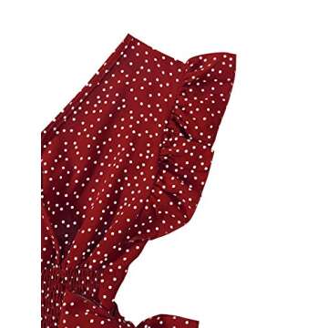 LYANER Women's V Neck Polka Dots Ruffle Cap Sleeve Shirred Hem Blouse Crop Tank Top Red Small