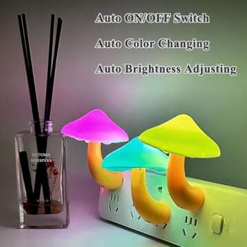 Kazgroth Sensor LED Night Light, Color Changing Mushroom Night Light Plug-in Wall Based Lamp, Gift f...