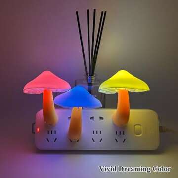 Kazgroth Sensor LED Night Light, Color Changing Mushroom Night Light Plug-in Wall Based Lamp, Gift for Kids Adults, Cute Mushroom Nursery Light for Bedroom, Bathroom, Kitchen, Hallway and Stairs