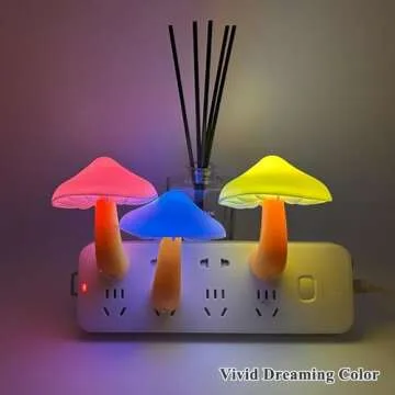 Kazgroth Sensor LED Night Light, Color Changing Mushroom Night Light Plug-in Wall Based Lamp, Gift for Kids Adults, Cute Mushroom Nursery Light for Bedroom, Bathroom, Kitchen, Hallway and Stairs