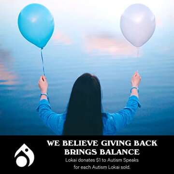 Lokai Silicone Beaded Bracelet for Autism - Medium, 6.5 Inch Circumference - Jewelry Fashion Bracelet Slides-On for Comfortable Fit - Autism Awareness Bracelet for Men & Women