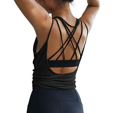 OYANUS Womens Summer Workout Tops Sexy Backless Yoga Shirts Open Back Activewear Running Sports Gym ...