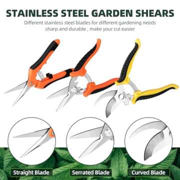 EWPJDK 3-Pack Stainless Steel Pruning Shears for All Your Gardening Needs