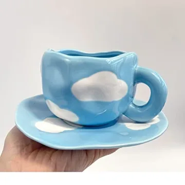 Cute Ceramic Coffee Mug Set with Saucer for Tea Lovers