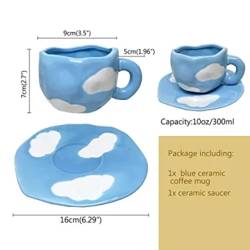 Cute Ceramic Coffee Mug Set with Saucer for Tea Lovers