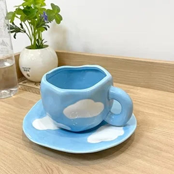 Cute Ceramic Coffee Mug Set with Saucer for Tea Lovers