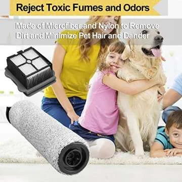 UOUOLONUN Replacement Parts for iFloor 3/Floor One S3 Wet Dry Vacuum Cleaner, 2 Pack Brush Rollers + 4 Pack Vacuum Filters