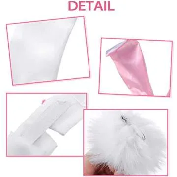 SATINIOR Bunny Costume Set Rabbit Ear Headband Collar Bow Tie Costume Cuffs Rabbit Tail for Easter Party(Pink and White)