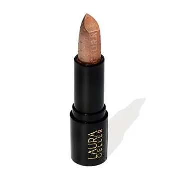 LAURA GELLER NEW YORK Gorgeous in Gold Rich Full-Coverage Lipstick, Limited Edition Gold Frosted Lip Color, Perfection in Pink