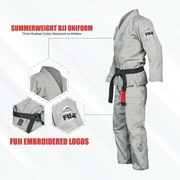 FUJI Summerweight BJJ Uniform, Lightweight BJJ Gi with Bungee Drawstrings, White, A3