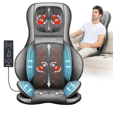 COMFIER Massager Chair with Heat, Shiatsu Neck Back Massager Portable with Compress & Rolling,Massag...