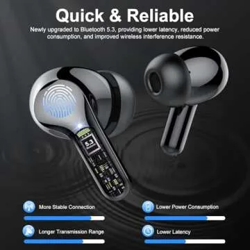 Wireless Earbuds, Bluetooth 5.4 Headphones HiFi Stereo, Bluetooth Earbuds with ENC Noise Cancelling ...
