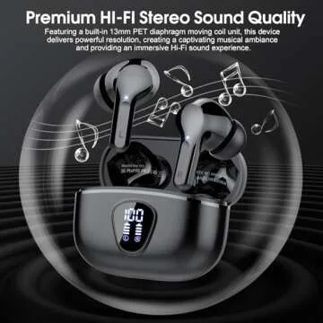 HiFi Stereo Wireless Earbuds with 48H Battery & Waterproof