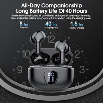 HiFi Stereo Wireless Earbuds with 48H Battery & Waterproof