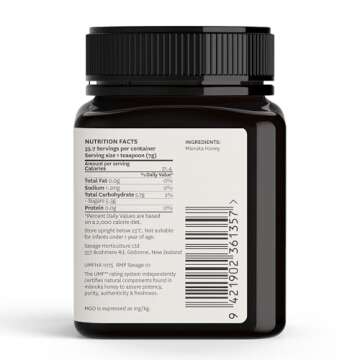 WildCape Manuka Honey Certified UMF 15+/MGO 514+ - 100% Pure, Raw, Unfiltered, Non-GMO, Manuka Honey New Zealand, Traceable - 8.8 oz / 250g (Pack of 1)