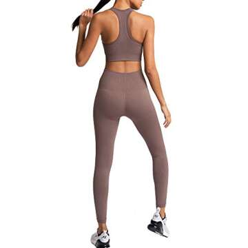 Women's Workout Outfits 2 Pieces Yoga Set Gym Exercise Seamless Yoga Leggings with Sports Bra Fitnes...