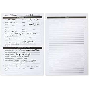 Stylish Client Profile Cards for Salons - 200 Sheets