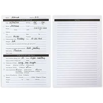 Stylish Client Profile Cards for Salons - 200 Sheets