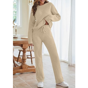 MEROKEETY Women’s Fuzzy Fleece Loungewear Set - Cozy and Stylish