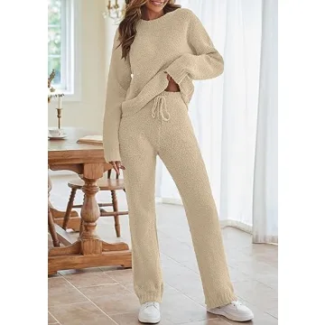 MEROKEETY Women’s Fuzzy Fleece Loungewear Set - Cozy and Stylish