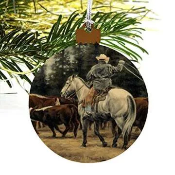 GRAPHICS & MORE Ranch Cowboy Cattle Drive Roundup Wood Christmas Tree Holiday Ornament